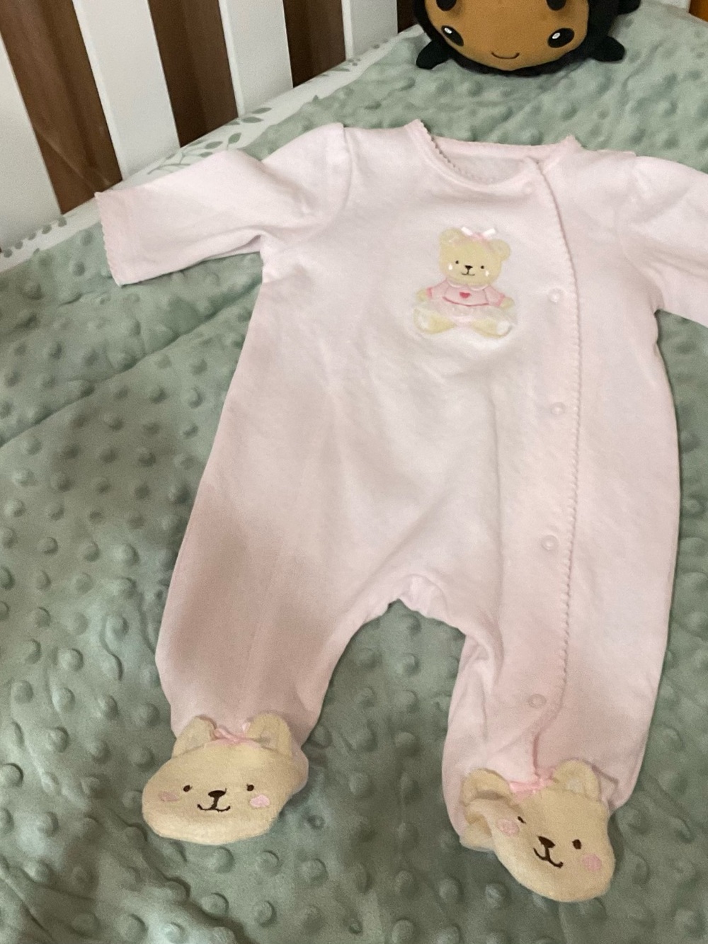 Little Me Pink Bear Footed One-Piece